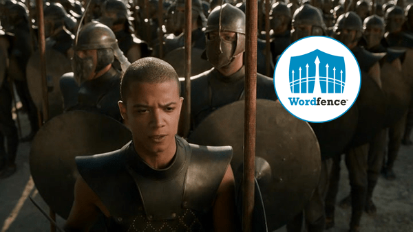 Grey Worm and Unsullied from Game of Thrones with WordFence plugin logo