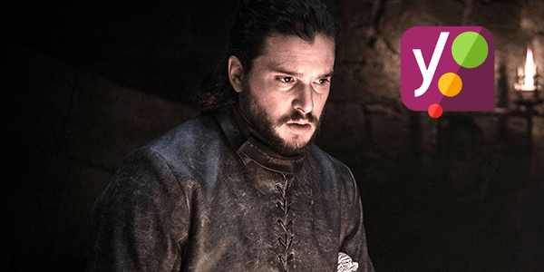 Jon Snow from Game of Thrones with Yoast SEO plugin logo