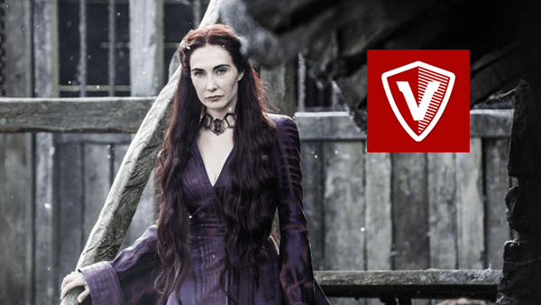 Melisandre from Game of Thrones with VaultPress plugin logo