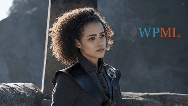 Missandei from Game of Thrones with WPML plugin logo