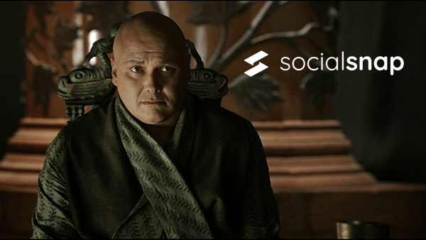 Lord Varys from Game of Thrones with Social Snap plugin logo