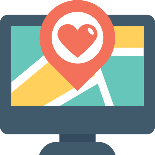 heart on a computer icon illustration