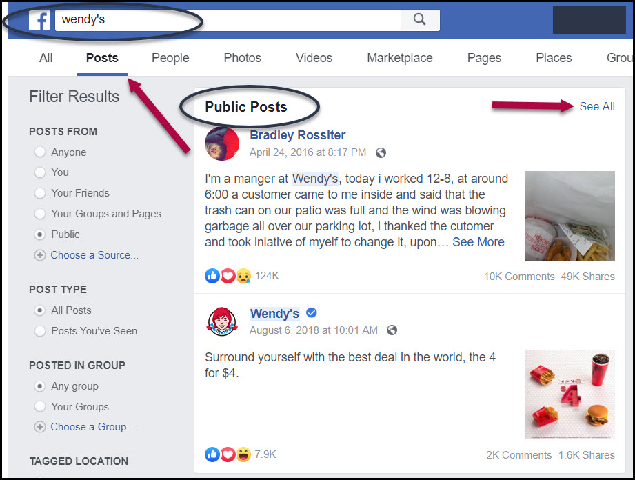 How to search for brand mentions using Facebook