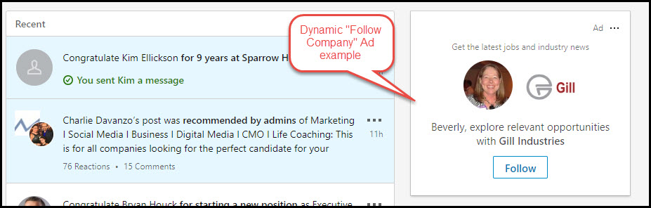 LinkedIn Follow Company Dynamic Ad example
