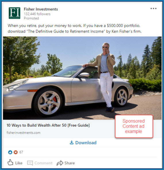 LinkedIn Sponsored Content Ad for Fisher Investments