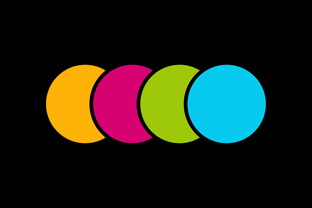 Vibrant, multicolored color palette representing the brand’s identity.