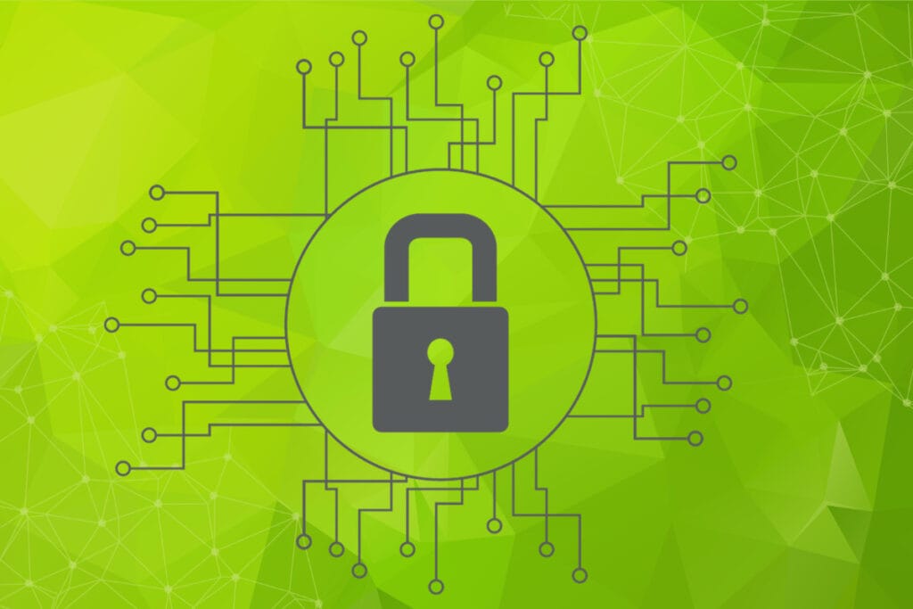 lock graphic on a green background.