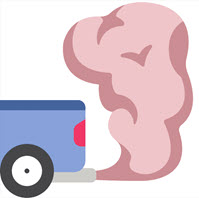 graphic of back end of a truck with fumes representing carbon dioxide