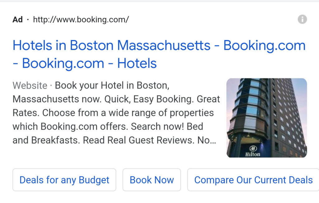 Hotels Boston Image Ad Extension