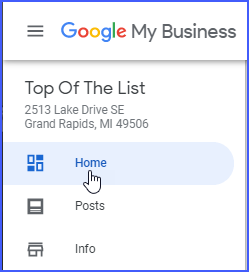 google my business home button