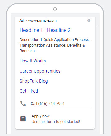 Lead Form Extension on an Ad