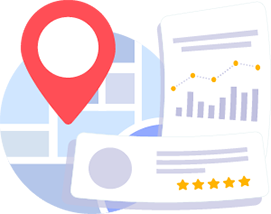 location marker with local search metrics