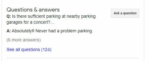 Question displayed on Google Business Profile SERP.