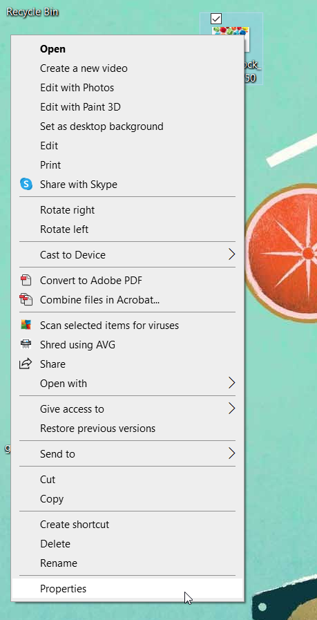 screenshot of right-click menu on windows