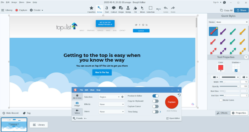 A screen capture of Snagit’s user interface.