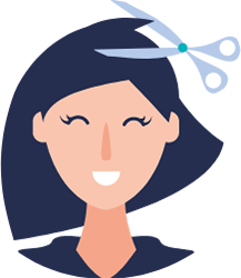 illustration of a woman getting a haircut