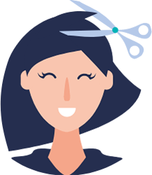 illustration of a woman getting a haircut